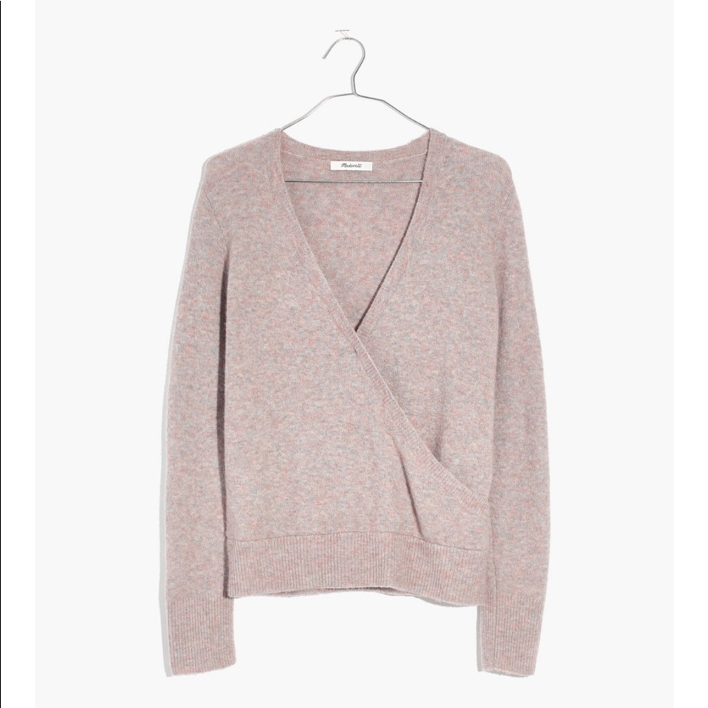 Madewell V Cut Ballet Wrap Sweater Lavender/Gray